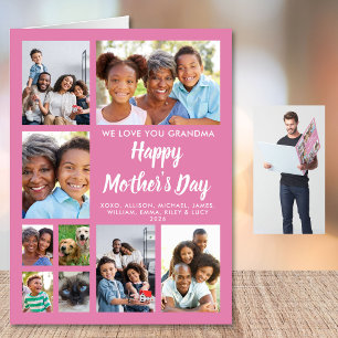 Grandma Photo Collage Mother’s Day Pink Jumbo Card