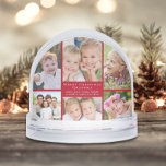 Grandma Photo Collage Red Christmas Snow Globe<br><div class="desc">An elegant seasonal red snow globe holiday gift for the best grandma ever featuring a six photo collage of her grandchildren and family on the front,  "Merry Christmas Grandma" in classic white serif typography,  and family names in simple white lettering. Add a 7th photo on the back.</div>