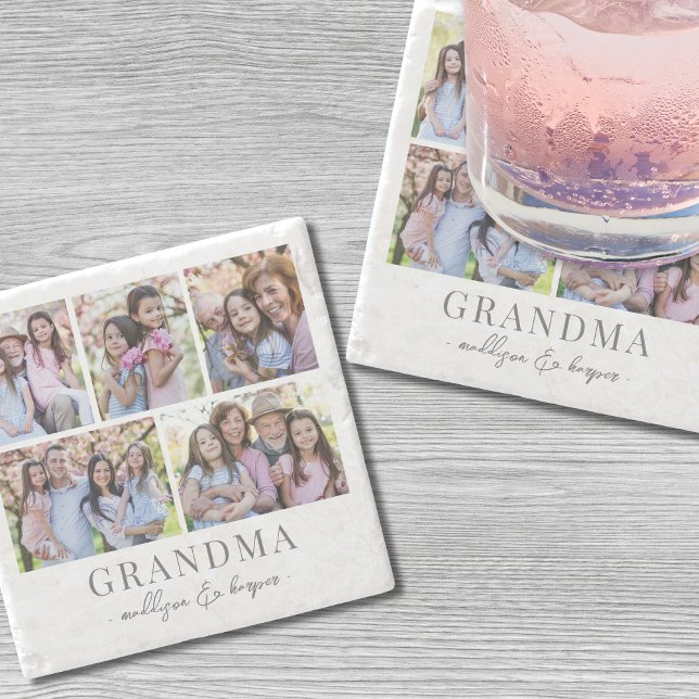 Grandma Photo Collage Stone Coaster (Grandma Photo Collage Stone Coaster)