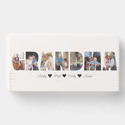 Grandma Photo Collage Wood Box Sign 7 Photos