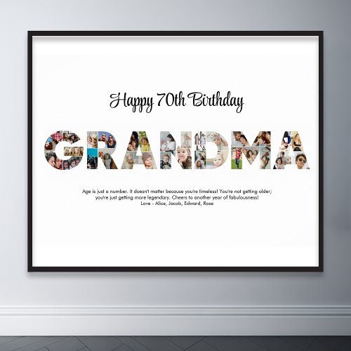 Grandma Photo Collage Word Letter Cutout Birthday Poster