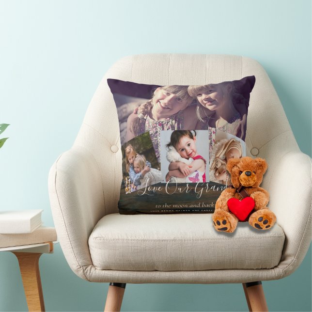 Grandma Photo Gift Grandpa Grandkids Collage Throw Pillow (Creator Uploaded)
