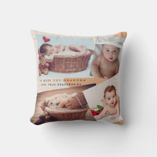 Grandma Photo Gift - We Miss You! Grandkid Collage Throw Pillow