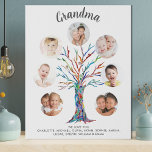 Grandma Photo Keepsake Faux Canvas Print<br><div class="desc">This modern and stylish Grandma canvas print is decorated with a colorful mosaic family tree.
Easily customizable with a selection of seven photos and the grandchildren's names.
Makes a perfect gift for your Grandma.
Original Mosaic © Michele Davies.</div>