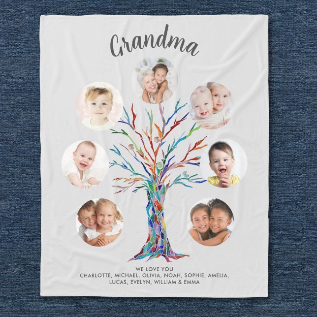 Grandma Photo Keepsake Gray Fleece Blanket (Creator Uploaded)