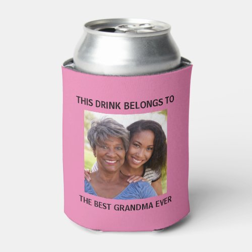 Grandma Photo Pink Can Cooler