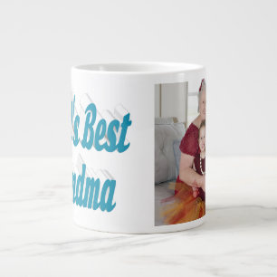 Grandma photo sky blue typography giant coffee mug