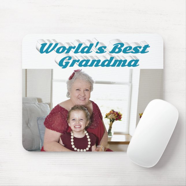 Grandma Photo sky blue typography  Mouse Pad (With Mouse)