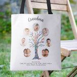 Grandma Photo Tote Bag<br><div class="desc">This modern and stylish Grandma tote bag is decorated with a colorful mosaic family tree.
Easily customizable with a selection of seven photos and the grandchildren's names.
Makes a perfect gift for your Grandma.
Original Mosaic © Michele Davies.</div>