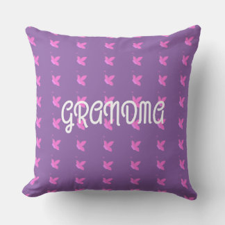 Grandma Pink Butterflies Throw Pillow