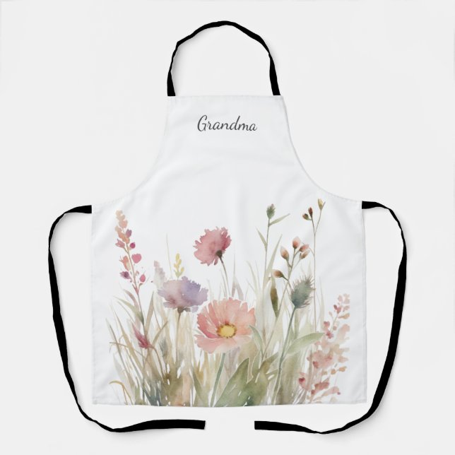 Grandma Pink Floral All-Over Print Apron (Front)