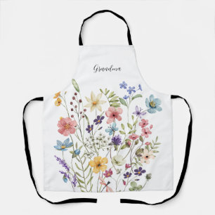 Grandma Pink Floral Botanical Apron