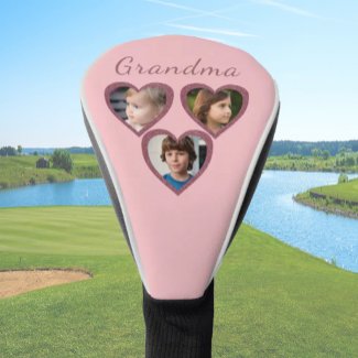 Grandma Pink Hearts 3 Grandchildren Photo Collage