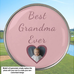 Grandma Pink Hearts Grandchildren Custom Photo Golf Ball Marker