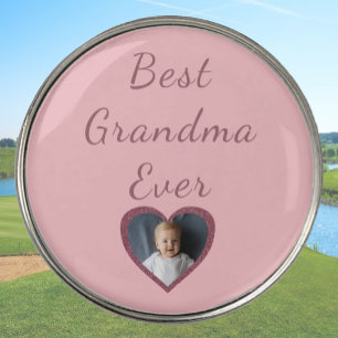Grandma Pink Hearts Grandchildren Custom Photo Golf Ball Marker