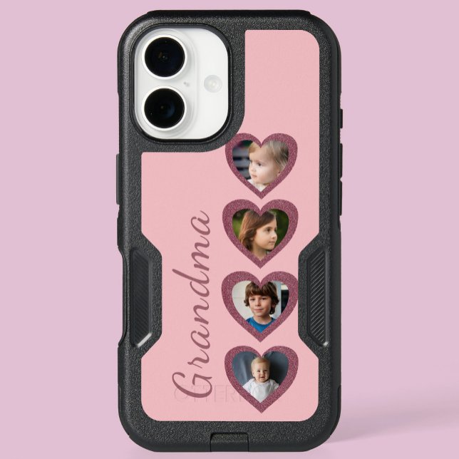 Grandma Pink Hearts Grandchildren Photo Collage Otterbox iPhone Case (Creator Uploaded)