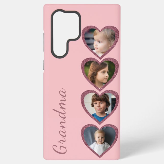 Grandma Pink Hearts Grandchildren Photo Collage  Samsung Galaxy Case (Back)
