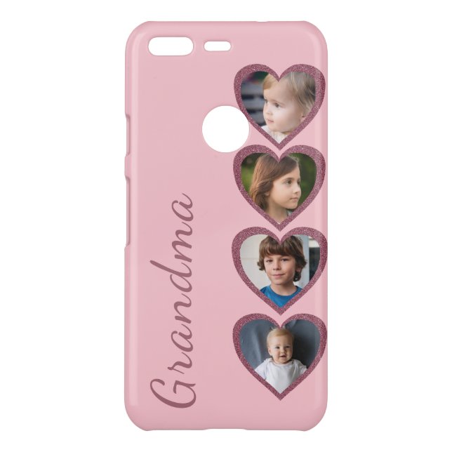 Grandma Pink Hearts Grandchildren Photo Collage  Uncommon Google Pixel Case (Back)