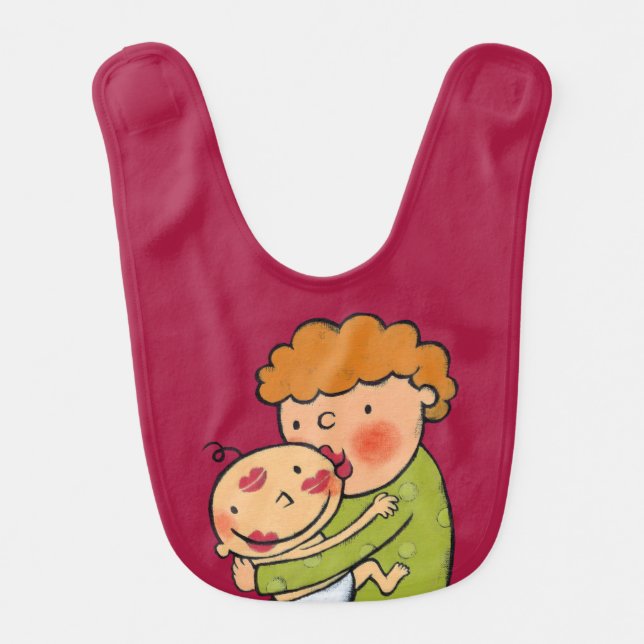 Grandma Pink Lipstick Kisses for Baby Baby Bib (Front)