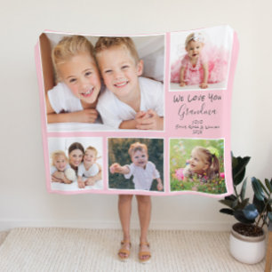 Grandma Pink Photo Fleece Blanket