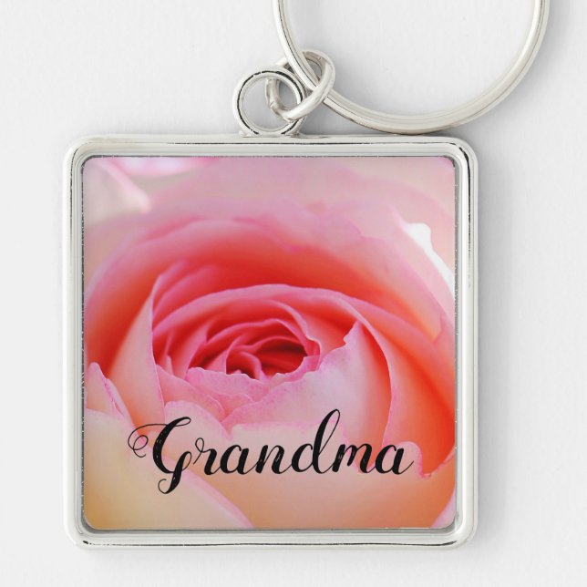 Grandma Pink Rose Design Keychain (Front)