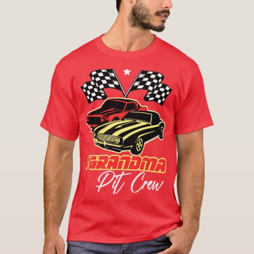 Grandma Pit Crew Race  Birthday Party Racing Famil T_Shirt