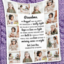 Grandma Poem 14 Photo Collage Grandparents  Fleece Blanket