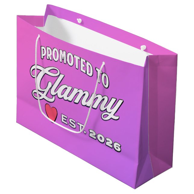 Grandma Promotion For New Baby In 2026 Large Gift Bag (Front Angled)