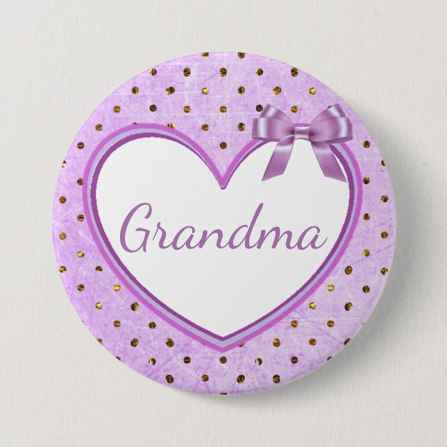 Grandma Purple Baby Shower Button (Front)