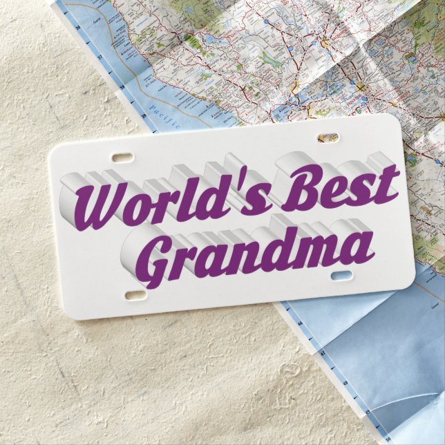 Grandma purple text license plate (In Situ)