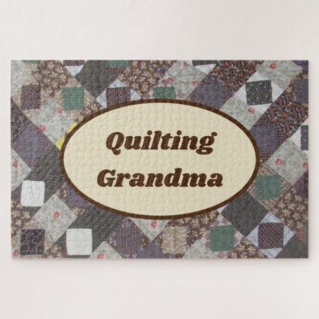 Grandma Quilting Patchwork Pattern Photo Quilt Jigsaw Puzzle (Horizontal)