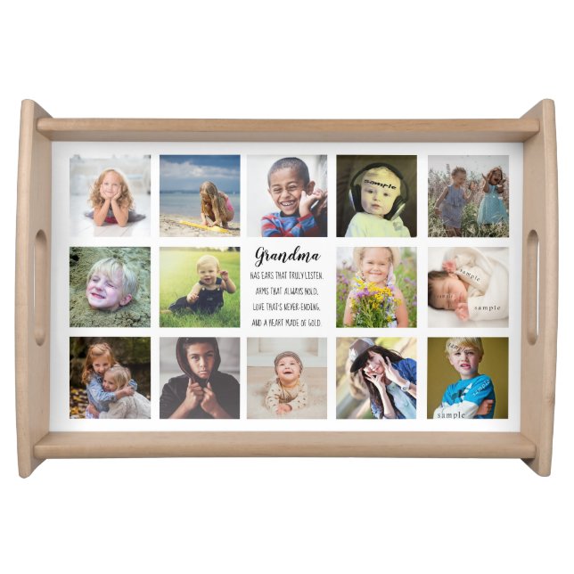 Grandma Quote and Grandchildren Photos Serving Tray (Front)