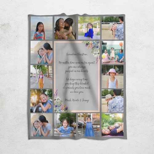 Grandma Quote Personalized Poem Photo Fleece Blanket