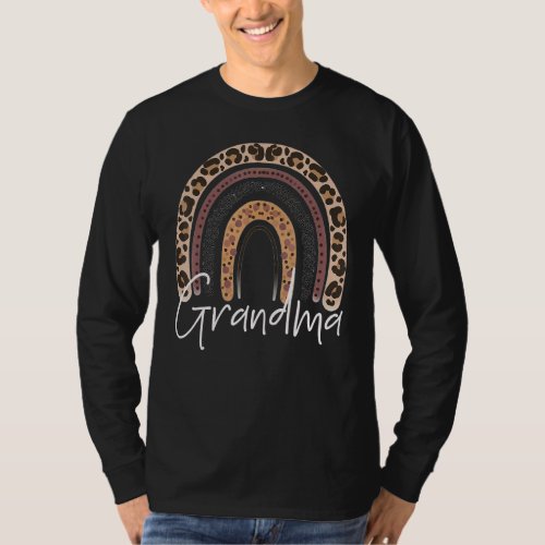 Grandma Rainbow Leopard Rainbow Cheetah Mothers D T_Shirt