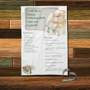 Grandma Recipe   Butterscotch Cookie Personalized Kitchen Towel