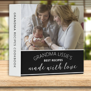 Grandma Recipes 2 Photo Cookbook Black And White  3 Ring Binder