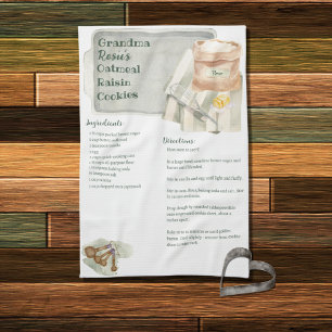Grandma Recipes Oatmeal Cookies Personalized Kitchen Towel