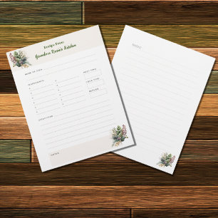 Grandma Recipes Rustic Personalized Recipe Page