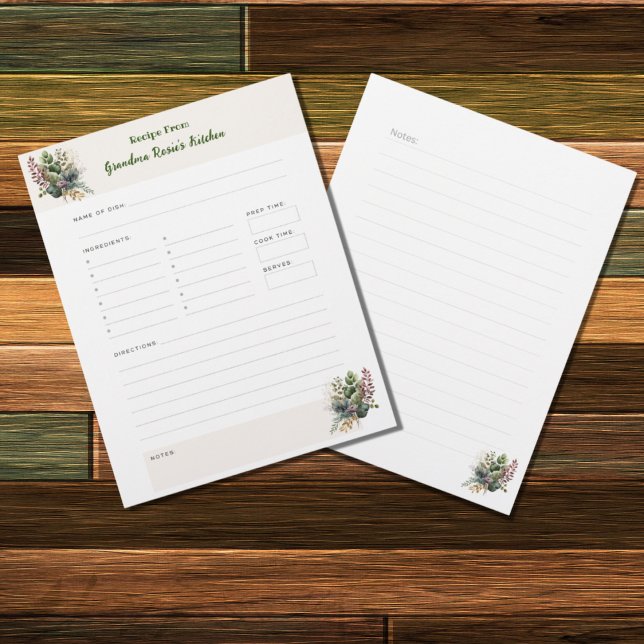 Grandma Recipes | Rustic Personalized Recipe Page (Creator Uploaded)