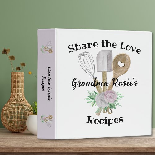 Grandma Recipes  Share the Love Personalized 3 Ring Binder