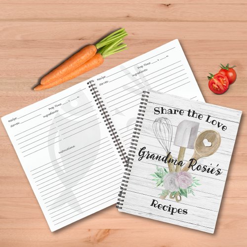 Grandma Recipes  Share the Love Personalized Notebook