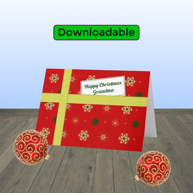 Grandma red Christmas parcel Holiday Card (Creator Uploaded)