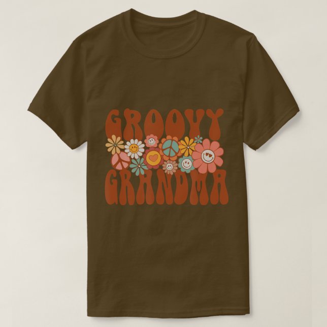 Grandma Retro Matching Family Baby Shower Mothers  T-Shirt (Design Front)