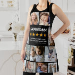 Grandma Review Photo Collage Apron<br><div class="desc">Create your own unique grandma apron featuring 11 photos for you to replace, the title "GRANDMA", with 5 out of 5 gold stars, an excellent review that reads "the world's best cook, always seasons with love", and the kids names. The title can be changed to grandpa, mom, dad or any...</div>
