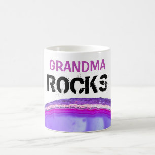 *~* GRANDMA ROCKS Stone Lapidary Agate Slab Coffee Mug