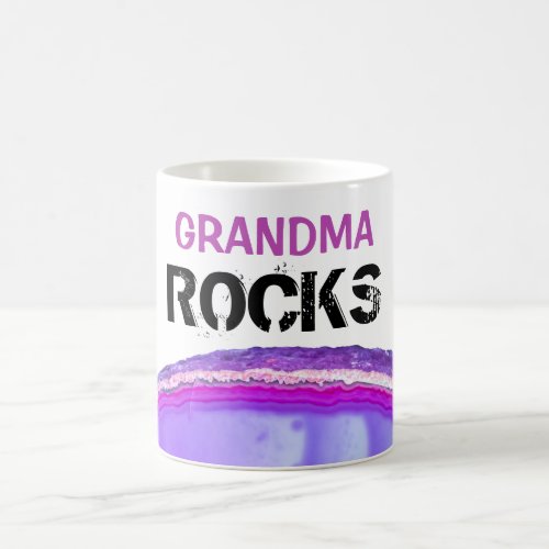  GRANDMA ROCKS Stone Lapidary Agate Slab Coffee Mug