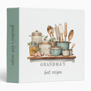 Grandma’s Best Recipes Vintage Kitchen Keepsake 3 Ring Binder
