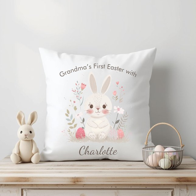 Grandma’s First Easter Personalized  Throw Pillow (Creator Uploaded)