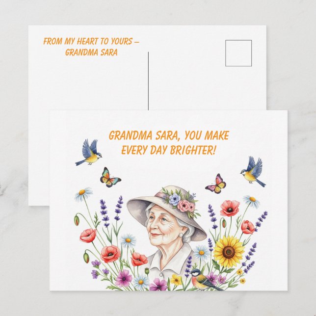 Grandma’s Floral Greeting Card (Front/Back)