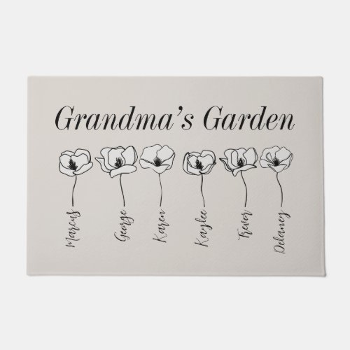 Grandmas Garden Magnolia Flowers Custom Grandkid  Doormat